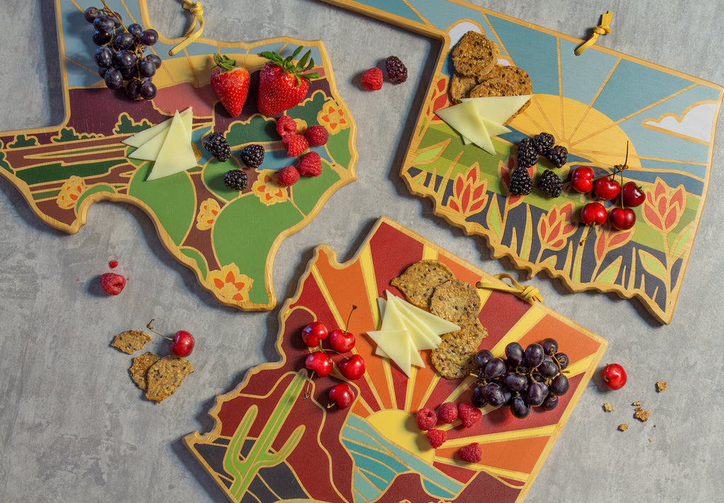 State-Shaped Cutting Boards with Artwork by Summer Stokes