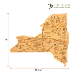 Totally Bamboo Destination New York State Shaped Bamboo Serving and Cutting Board