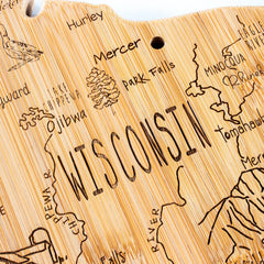 Totally Bamboo Destination Wisconsin State Shaped Bamboo Serving and Cutting Board