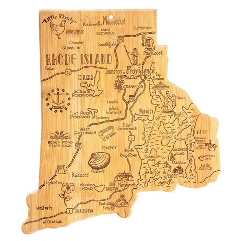 Totally Bamboo Destination Rhode Island State Shaped Bamboo Serving and Cutting Board