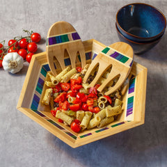 Totally Bamboo Baltique® Mumbai Collection 14" Salad Serving Bowl with Salad Hands