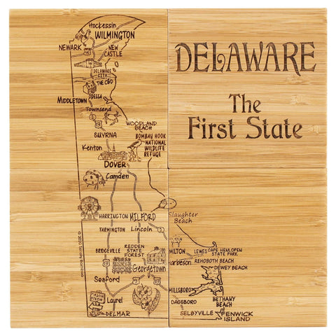 Totally Bamboo Delaware State Puzzle 4 Piece Bamboo Coaster Set with Case
