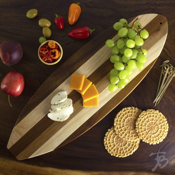 Totally Bamboo Surfboard Shaped Bamboo Wood Cutting Board and Charcuterie  Serving Board, 23 x 7-1/2