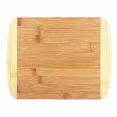 The 2-Tone Cutting Board by Totally Bamboo, measuring 11" x 8-3/4", features a rectangular design with rounded edges and a smooth surface, making it an essential addition to any kitchen. Shown against a white background, its elegant appearance enhances its appeal.