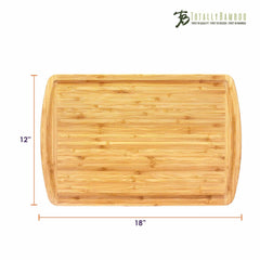 The Malibu Groove Carving Board by Totally Bamboo, measuring 18" x 12", features the brand's logo in the top right corner, making it perfect for kitchen prep tasks.