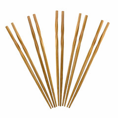 The "Twist" Reusable Bamboo Chopsticks by Totally Bamboo, a set of five pairs, are elegantly arranged in a fanned-out pattern against a white background. These chopsticks feature a smooth, polished finish.