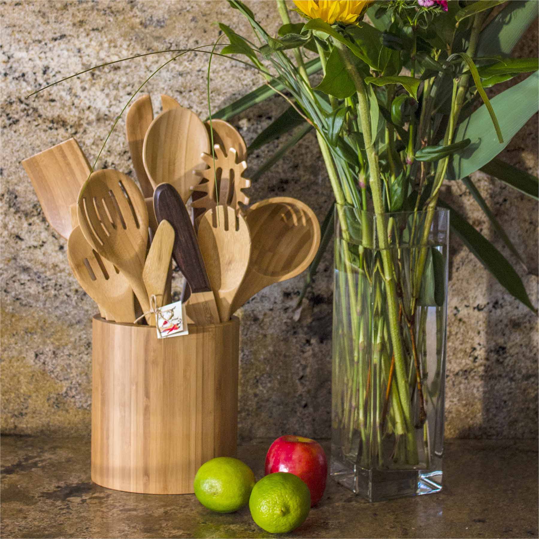 Oval-Shaped Bamboo Kitchen Utensil Holder – Totally Bamboo