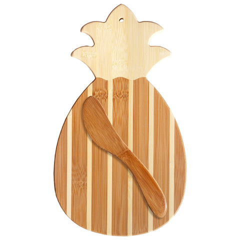 Totally Bamboo Pineapple Charcuterie Board with Spreader Knife Gift Set