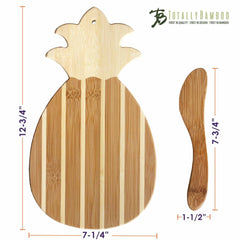 The Pineapple Serving Board with Spreader Knife Gift Set from Totally Bamboo features a charming tropical style with its uniquely designed board and curved bamboo spreader knife. The board stands 12-3/4 inches tall and 7-1/4 inches wide, while the spreader is 1-1/2 inches in width, making it an ideal choice for adding an island flair to your kitchen.