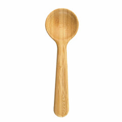 The Coffee Scoop with Built-In Bag Clip by Totally Bamboo features a wide, round scoop and a smooth handle, making it perfect as a coffee scoop, and it is presented against a white background.