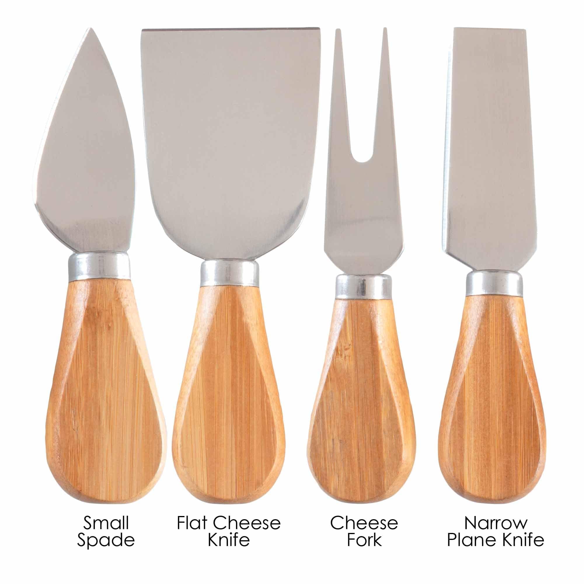 Cheese Tools Set 4-Piece Cheese Knife Set with Stainless Steel Blades – Totally Bamboo