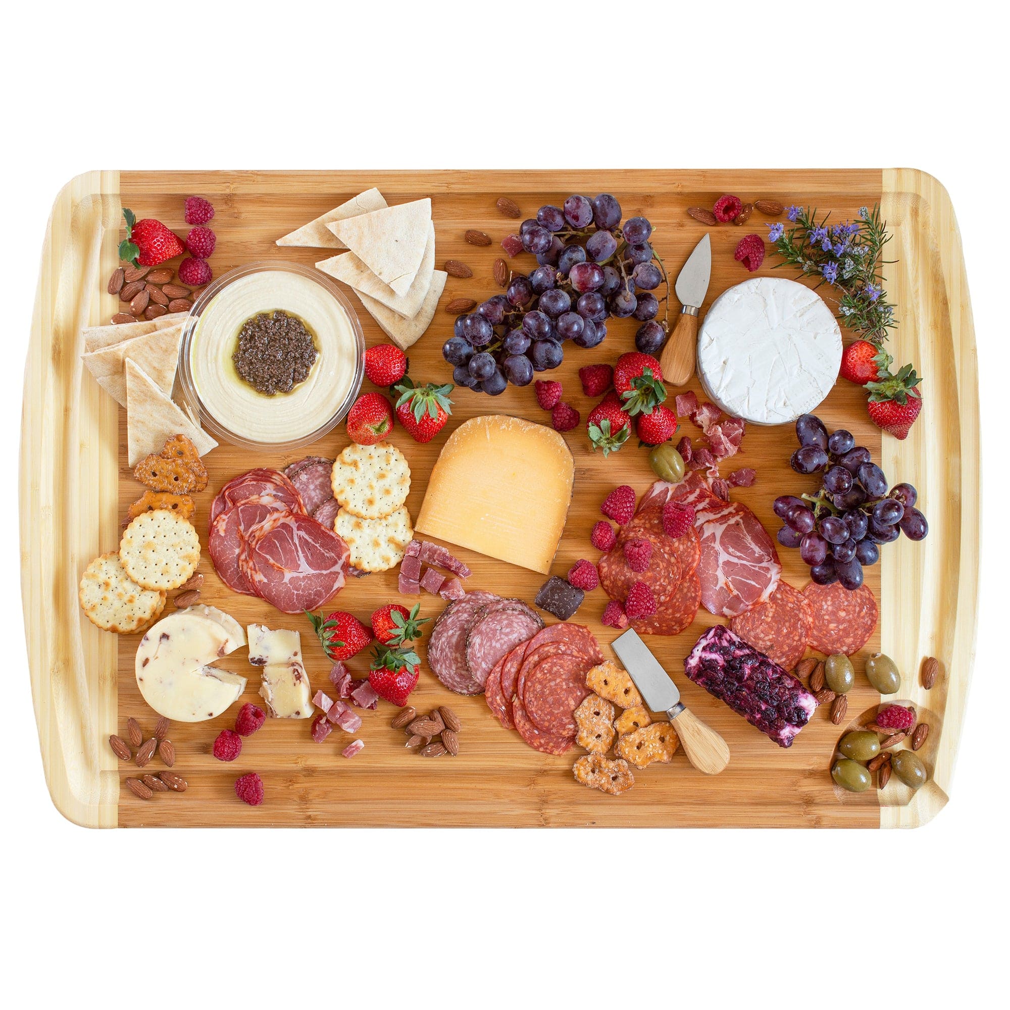 Totally Bamboo 600SI Large Two-Tone Cutting Board with Juice Groove, 30" x 20"