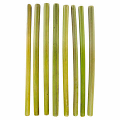 A set of Totally Bamboo's Reusable Bamboo Drinking Straws, 8 Pack, is displayed vertically on a white background. Each straw shares similar size and shape while highlighting the natural texture and color variations inherent to eco-friendly bamboo.