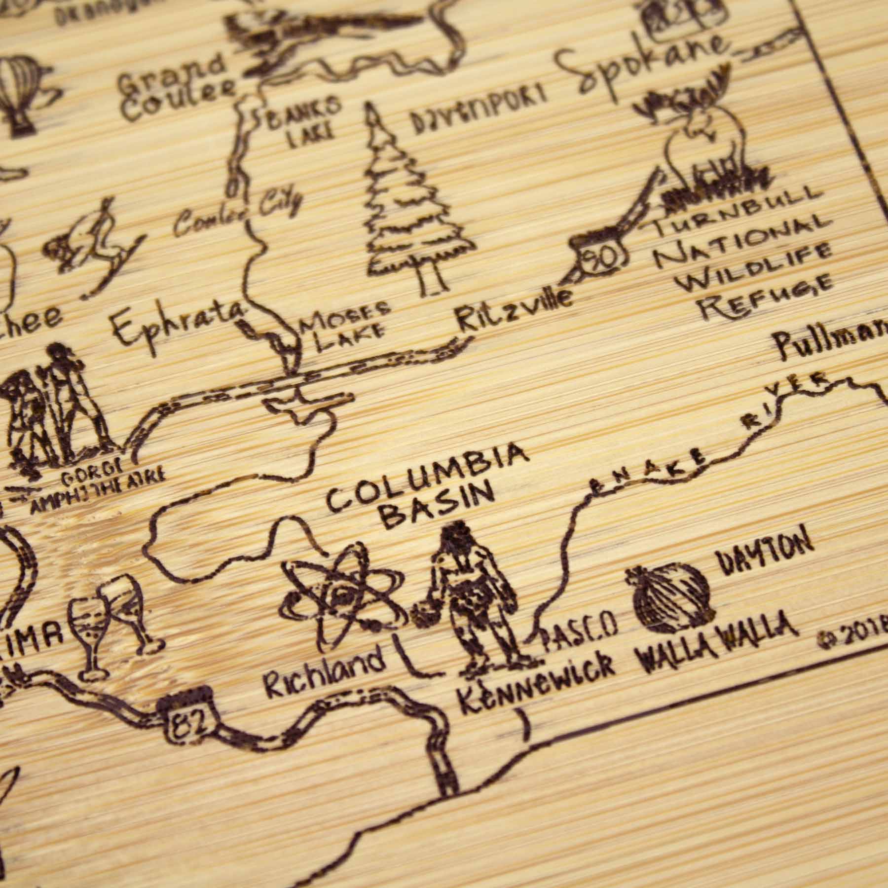 A Slice of Life Washington Cutting Board, 11" x 83/4" Totally Bamboo