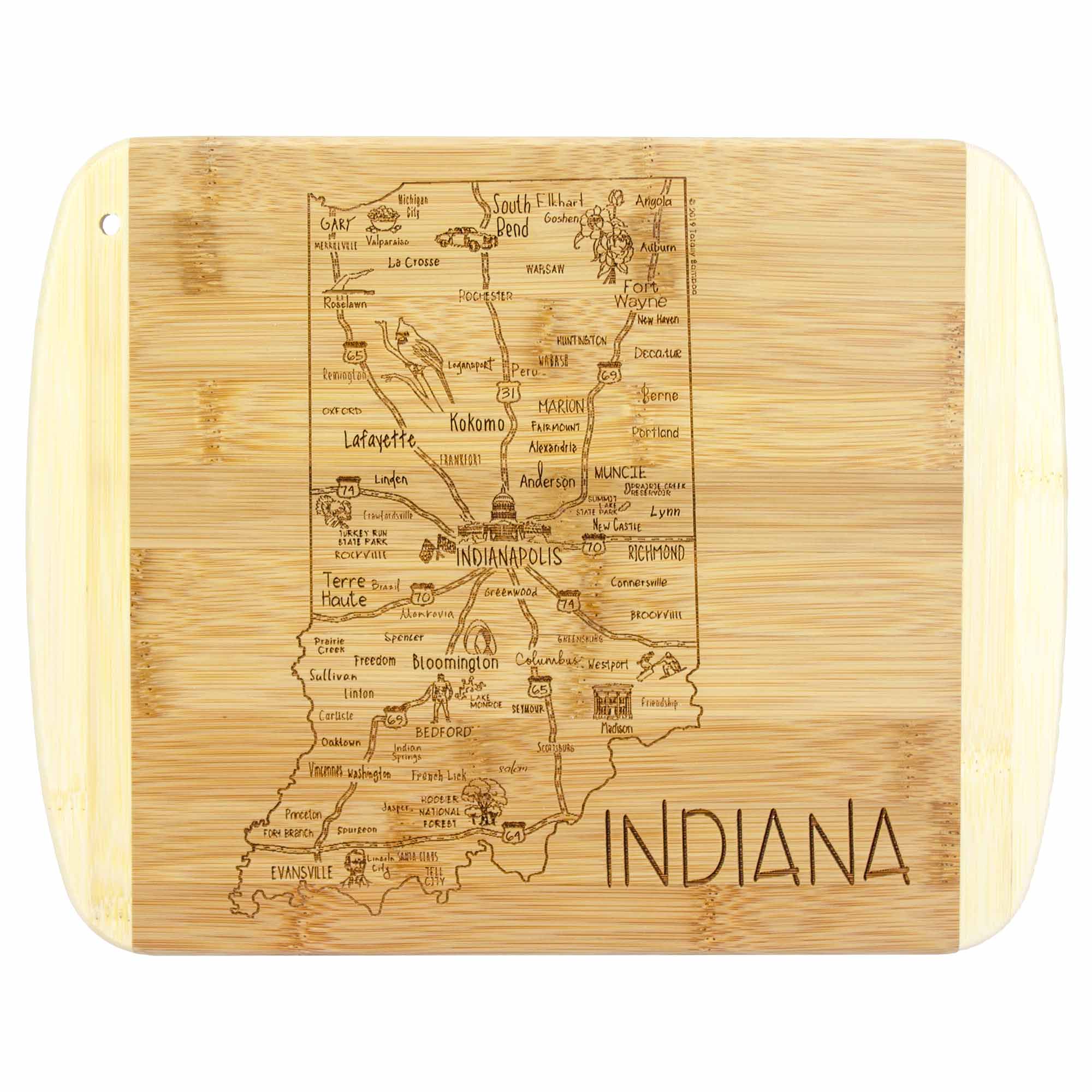 Top Personalized Engraved Indiana State Puzzle 4 Piece Bamboo Coaster Set with Case