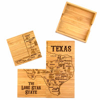 Personalized Engraved Indiana State Puzzle fashion 4 Piece Bamboo Coaster Set with Case