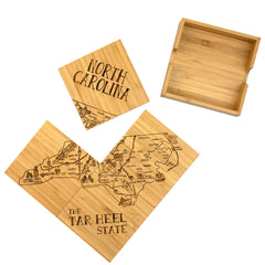 Totally Bamboo North Carolina State Puzzle 4-Pc. Coaster Set with Case