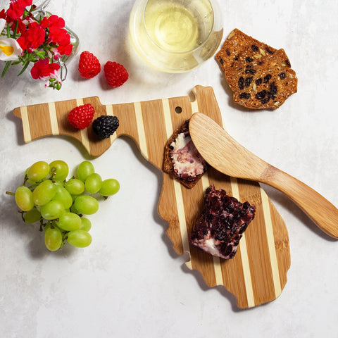 Totally Bamboo Florida Charcuterie Board with Spreader Knife Gift Set