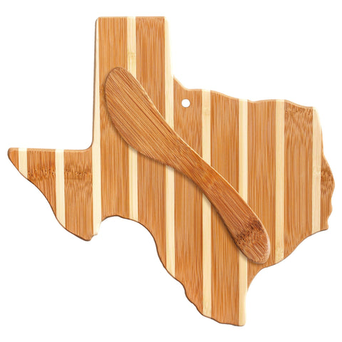 Totally Bamboo Texas Charcuterie Board with Spreader Knife Gift Set