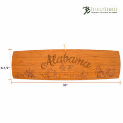 Alabama Extra-Large Charcuterie Board with dimensions listed, measures 30 inches by 8-1/2 inches