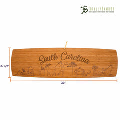 South Carolina Extra-Large Charcuterie Board with dimensions listed, measures 30 inches by 8-1/2 inches