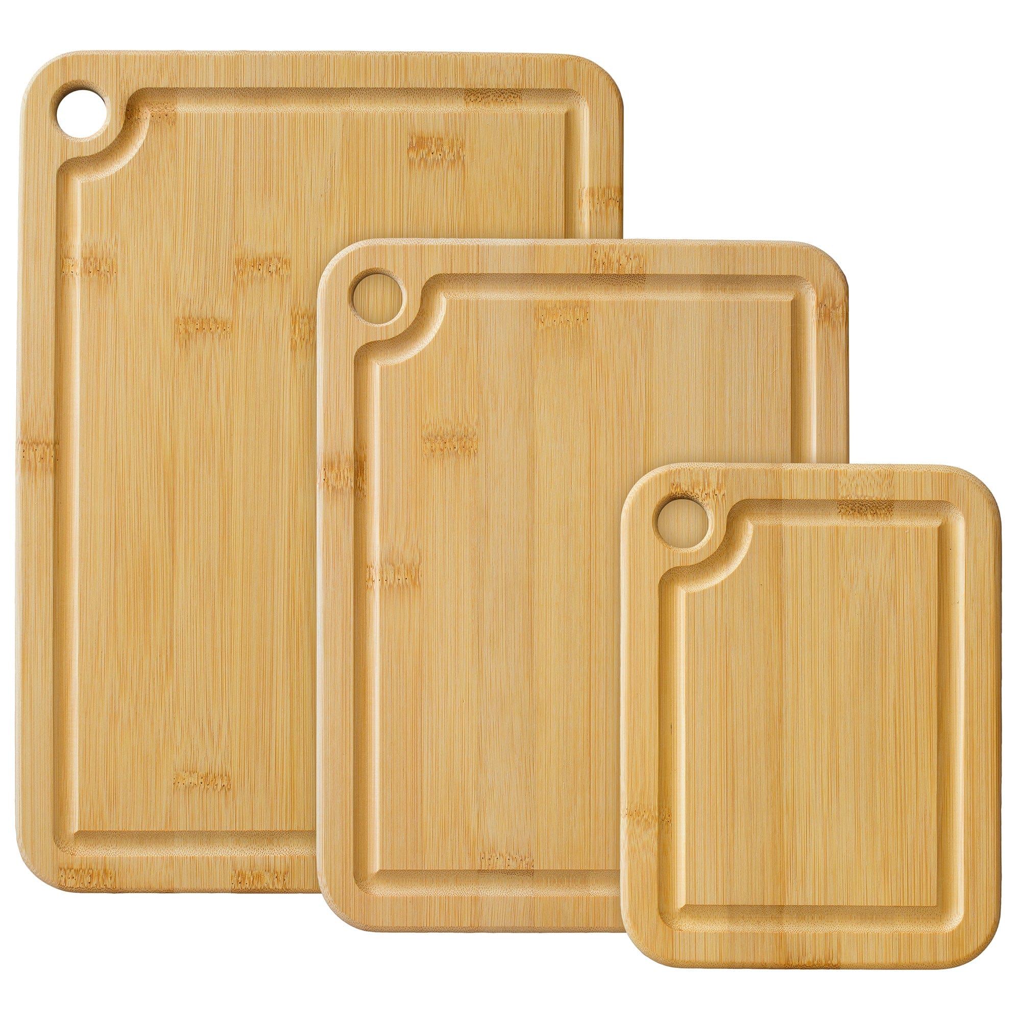 3-Piece Bamboo Cutting Board Set with Juice Grooves