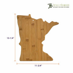 The Minnesota Cutting Board captures the essence of the state with its charming design. Measuring 13-1/4 inches by 11-3/4 inches, this bamboo board from "Totally Bamboo" is perfect for a charcuterie spread.