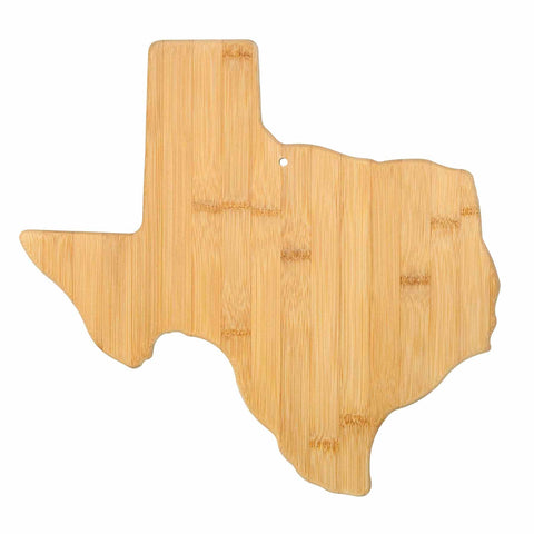 The Totally Bamboo Texas Cutting Board, measuring 14" x 13-3/8", combines practicality with a hint of Southern pride, as it's charmingly crafted in the shape of the Lone Star State.