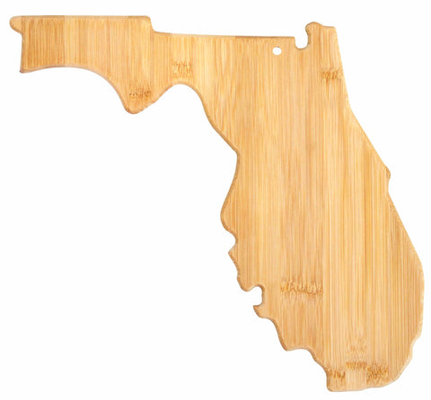 A charming Florida Cutting Board by Totally Bamboo, expertly designed in the classic shape of the state, measuring 13-1/2" by 12-1/4".