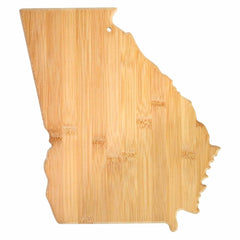 This Georgia Cutting Board by Totally Bamboo beautifully mirrors the state's outline with its smooth edges and includes a small hole for hanging. The natural bamboo texture adds an appealing aesthetic, making it ideal for use as a charcuterie board or as a decorative kitchen accessory. It measures 13-1/4" x 11-3/4".