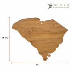 Discover the allure of South Carolina with the Totally Bamboo South Carolina Cutting Board. Designed to meet your serving and slicing needs, this state-shaped bamboo board measures 14-1/4 inches wide by 11 inches tall, making it perfect for use as a charcuterie board. The discreetly placed Totally Bamboo logo in the top right corner lends an air of authenticity.