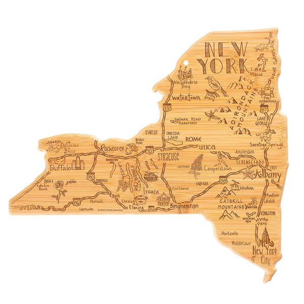 Destination New York State Shaped Bamboo Serving and Cutting Board