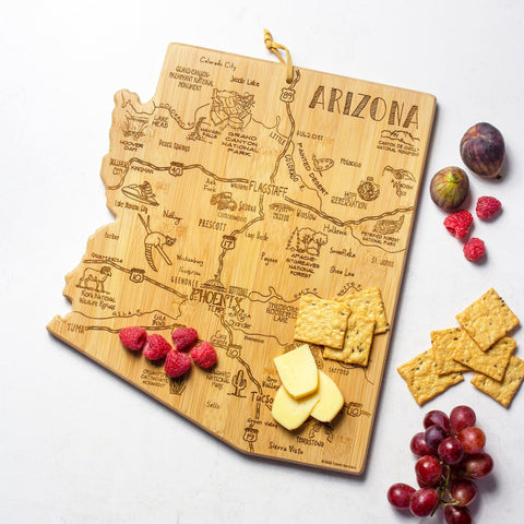 Totally Bamboo Destination Arizona State Shaped Bamboo Serving and Cutting Board