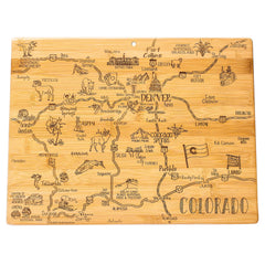 Totally Bamboo Destination Colorado State Shaped Bamboo Serving and Cutting Board