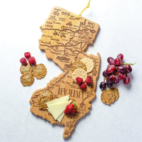 Totally Bamboo Destination New Jersey State Shaped Bamboo Serving and Cutting Board