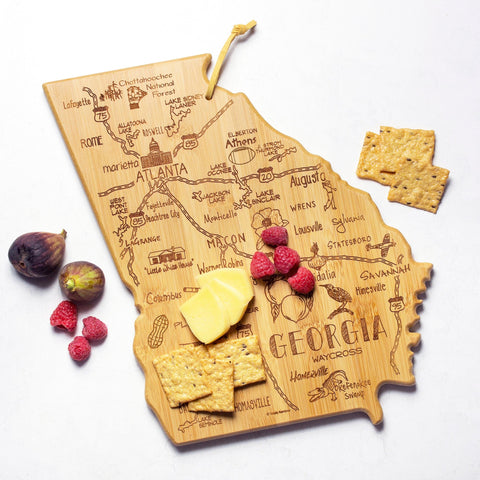 Totally Bamboo Destination Georgia State Shaped Bamboo Serving and Cutting Board