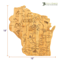 Totally Bamboo Destination Wisconsin State Shaped Bamboo Serving and Cutting Board