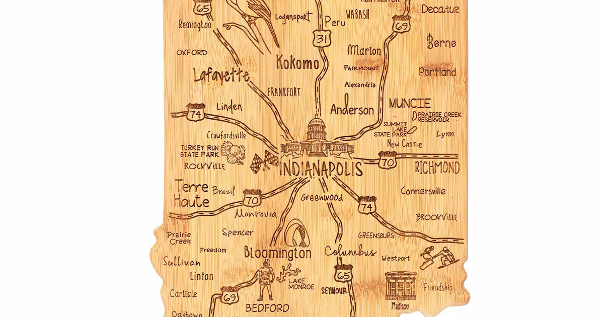 Destination Indiana Cutting Board Totally Bamboo