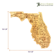 Totally Bamboo Destination Florida State Shaped Bamboo Serving and Cutting Board