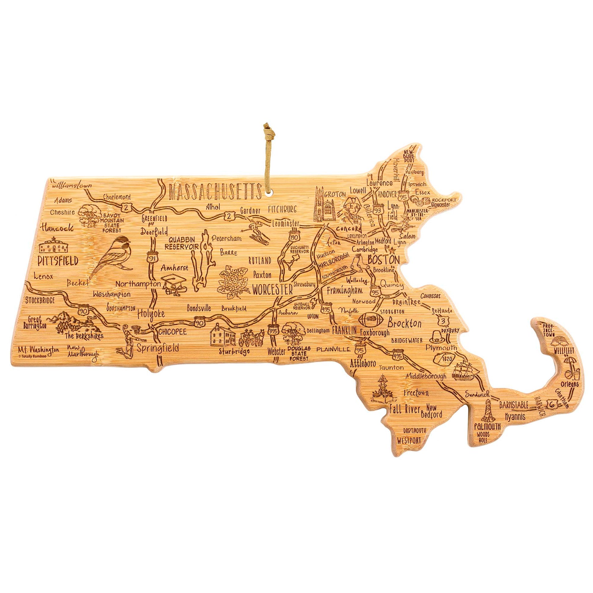 Destination Massachusetts Cutting Board, 16-3/4" x 9-1/4"