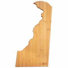 Experience the charm of Delaware with the Totally Bamboo Destination Delaware Cutting Board, measuring 16-1/2" x 9-1/2", beautifully designed in the shape of the state with a natural grain pattern and intricate laser-engraved artwork.