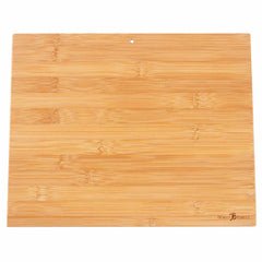 Introducing the Totally Bamboo Destination Wyoming Cutting Board, measuring 11" x 14-1/4". This rectangular bamboo board showcases a smooth surface and a convenient small hole at the top center, featuring a light brown wood-grain texture. The bottom right corner proudly displays the Total Bamboo logo, complemented by exquisite laser-engraved artwork for an extra touch of charm.