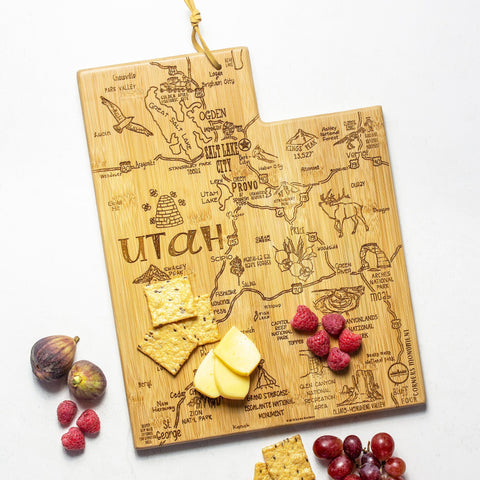 Totally Bamboo Destination Utah State Shaped Bamboo Serving and Cutting Board