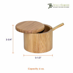 Totally Bamboo Little Dipper Bamboo Salt Box with Spoon, 6 Ounce Capacity