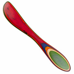 Part of the Baltique® Marrakesh Collection by Totally Bamboo, this vibrant spreader knife showcases a blend of red, green, blue, orange, and natural wood tones. Its artistic and curved design captures the lively essence of colorful marketplaces.