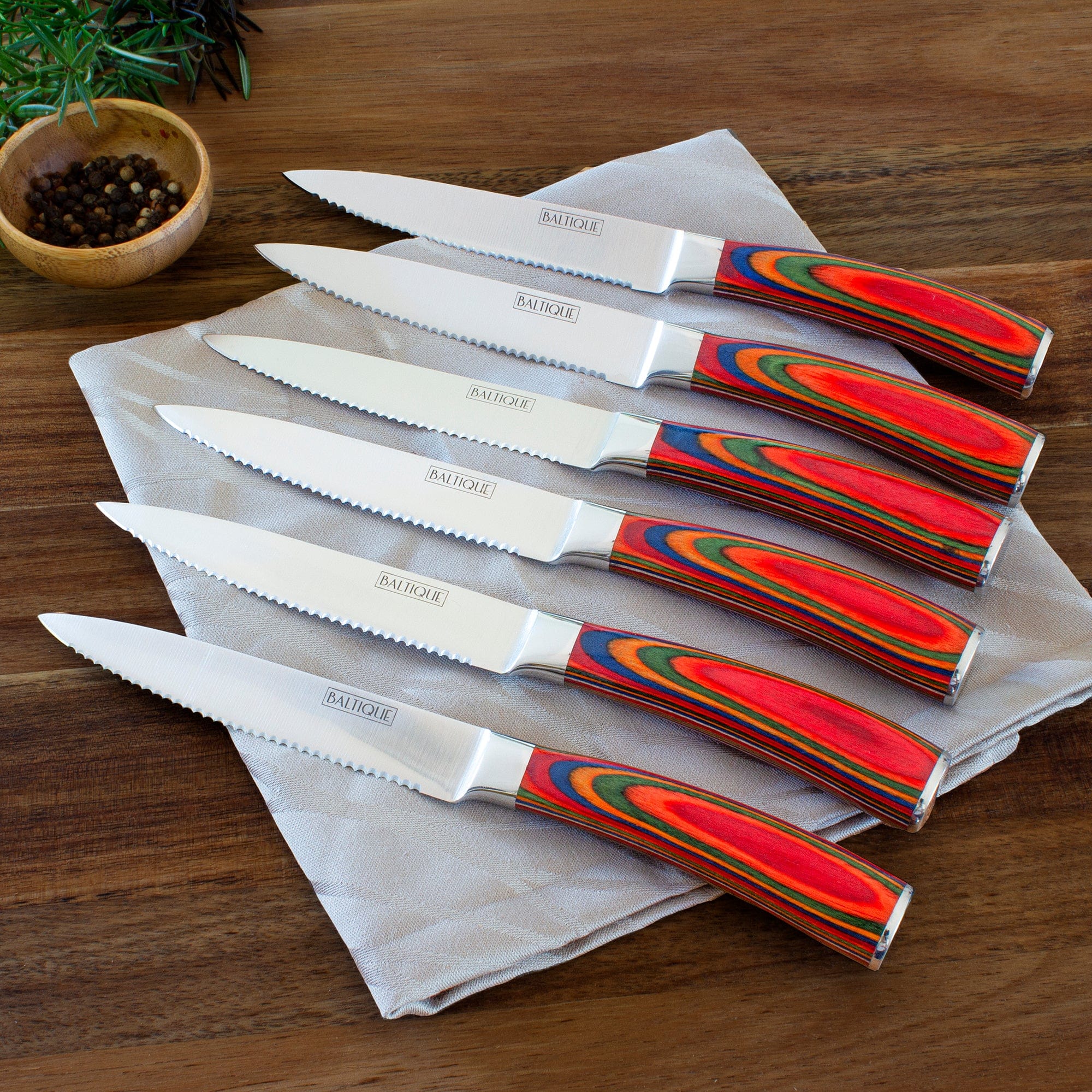 Set of 6 Mid Century Modern Steak Knives Atomic Starburst Design Knife Set  1960s Danish Modern Knives 