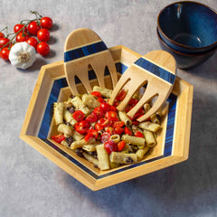 Totally Bamboo Baltique® Malta Collection 14" Salad Serving Bowl with Salad Hands