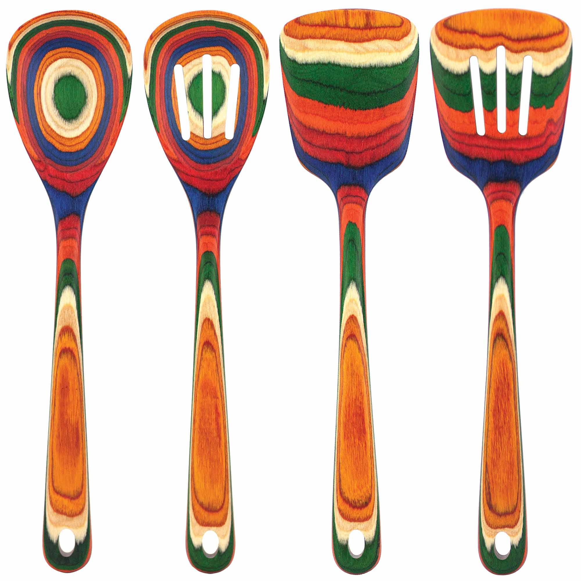 Baltique Malta Collection – Set Di 4 Utensili Da Cucina In Legno Di Betulla Colorato, Sicuri Per Pentole Antiaderenti, Cucchiaio, Spatola E Piatti, Ispirati Al Mediterraneo
