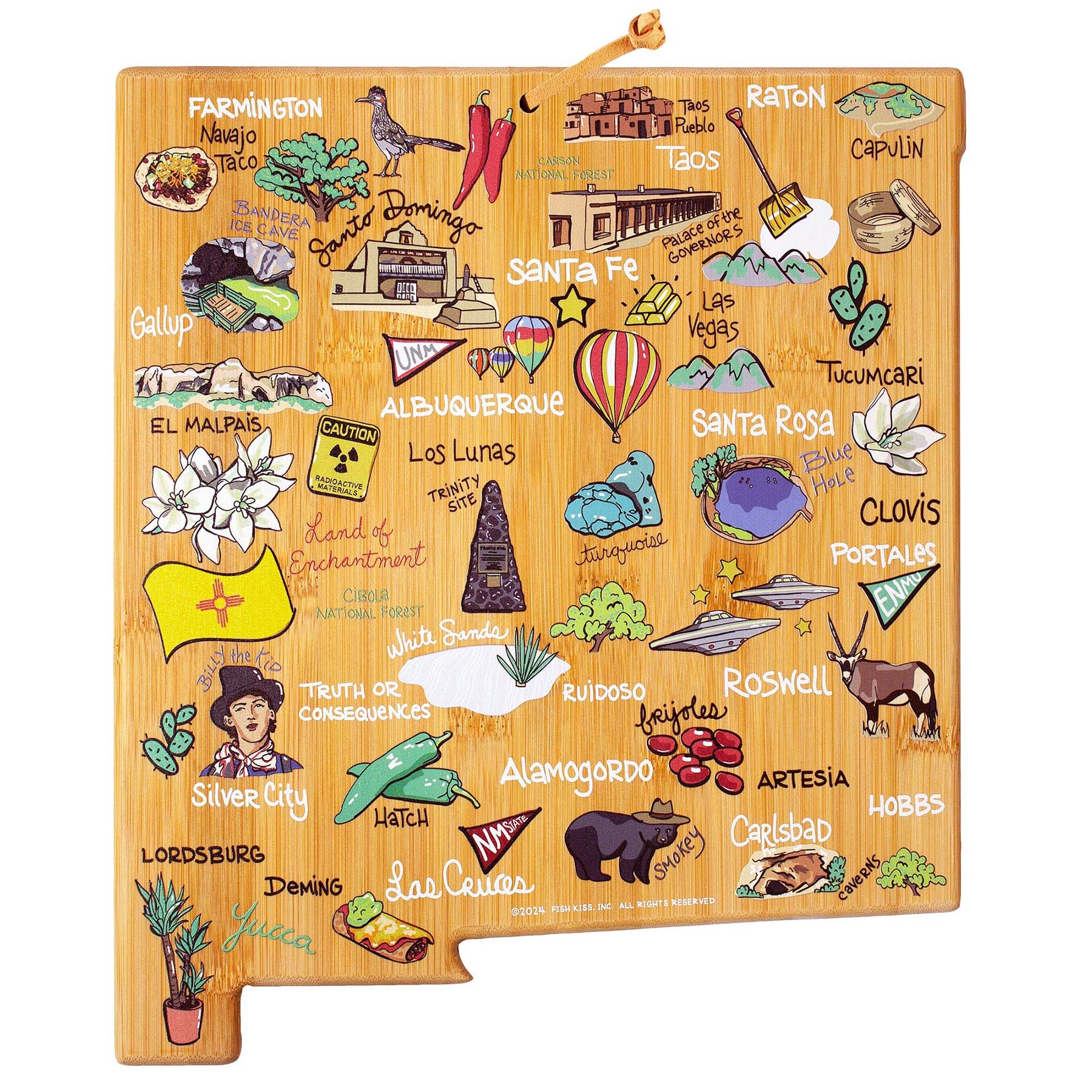 New Mexico Cutting Board with Artwork by Fish Kiss™