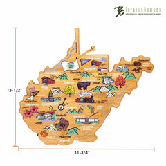 Totally Bamboo West Virginia State Shaped Cutting and Serving Board with Artwork by Fish Kiss™